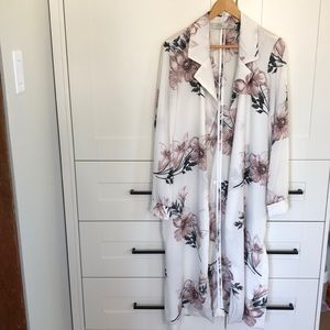Dex long sheer floral jacket w/ tie